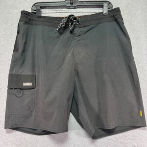 Quiksilver Waterman Board Shorts Men's Black Cargo‎ Zip Pocket Drawstring Size